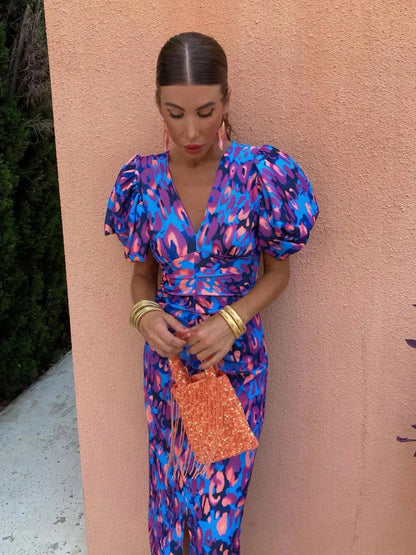 Serena | Colorful V-Neck Maxi Dress