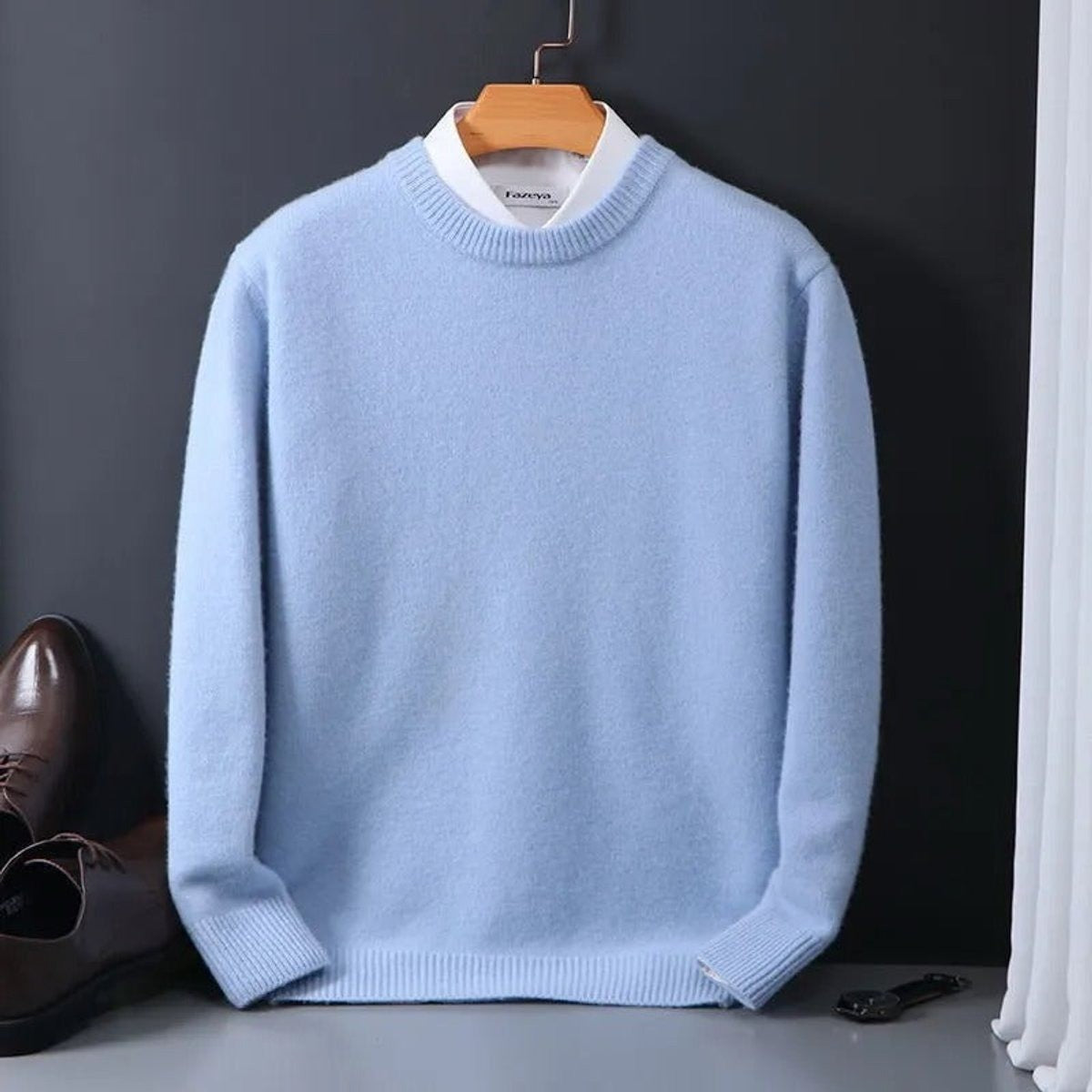 Men's Crew Neck Sweater in Powder Blue
