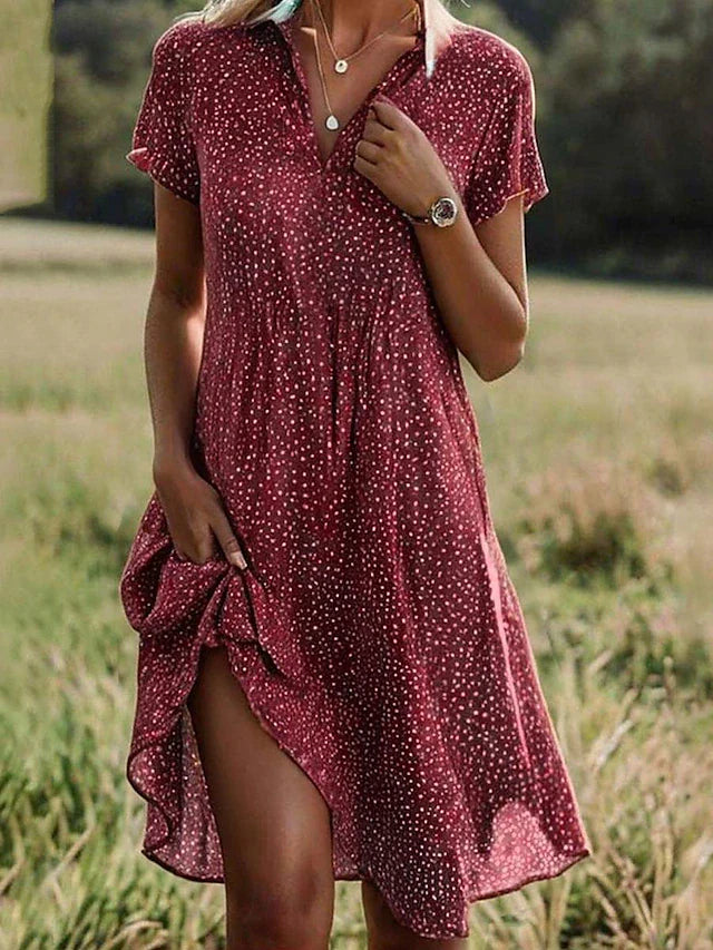 Isolde | Short-Sleeve Shirt Midi Dress