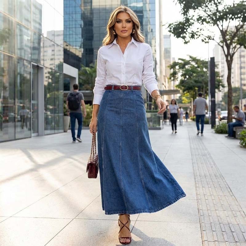 Sabine | High-Waist Denim Maxi Skirt
